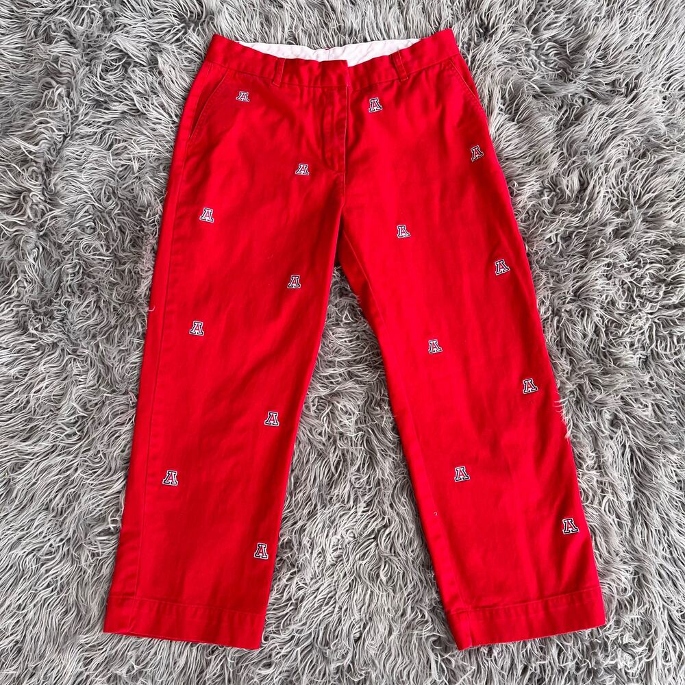 Logo HIgh Waist Capris Embroidered Twill Pants Arizona University Womens 12 Red